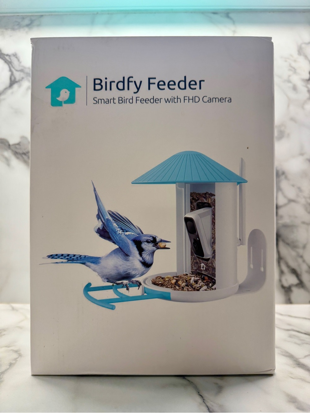 Brand New!  Birdfy Feeder Smart Bird Feeder with FHD Camera - White & Teal